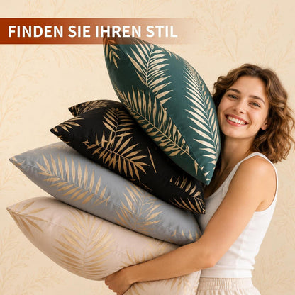 Mikrofaser Bettwäsche-Set 135x200 cm, 4-teilig, Schwarz Blätter