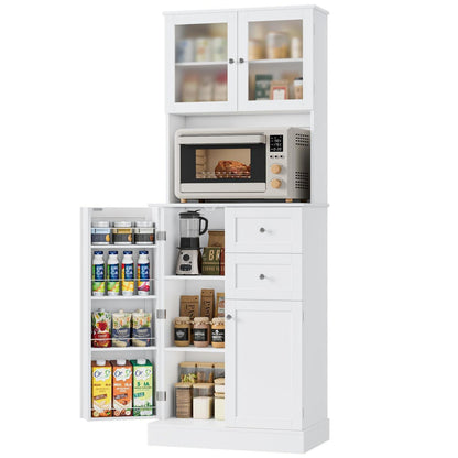 Küchenschrank Weiß mit Glastüren & Arbeitsplatte – Buffetbuffet