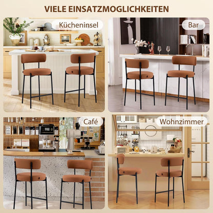 Barhocker Set 3er – Braun, 63,5cm Sitzhöhe in Lederoptik