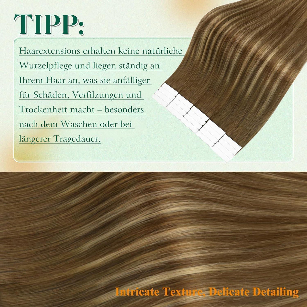 Echthaar Tape Extensions Braun Ombre 55cm – Natürliche Verlängerung