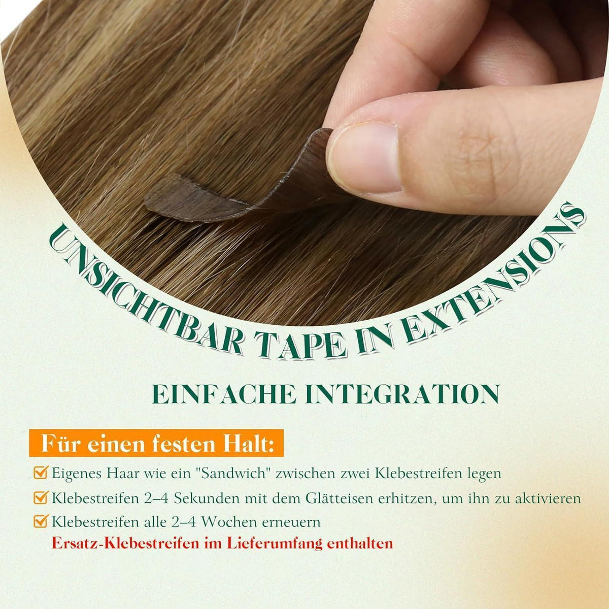 Echthaar Tape Extensions Braun Ombre 55cm – Natürliche Verlängerung