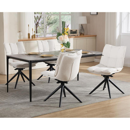 Drehbarer Esszimmerstuhl Set 2x Chenille, Beige