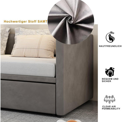Schlafsofa 200cm Grau – Ausziehbar, Schrankbett & Tagesbett