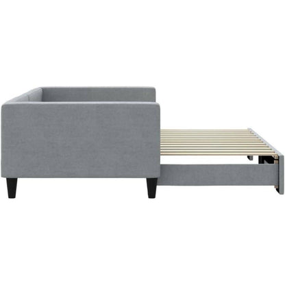 Schlafsofa 2-Sitzer, Ausziehbett mit Bettkasten, Hellgrau