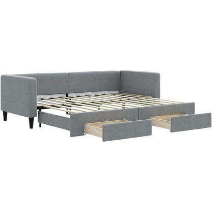 2-in-1 Schlafsofa mit Bettkasten & Schublade – Hellgrau 80x200 cm
