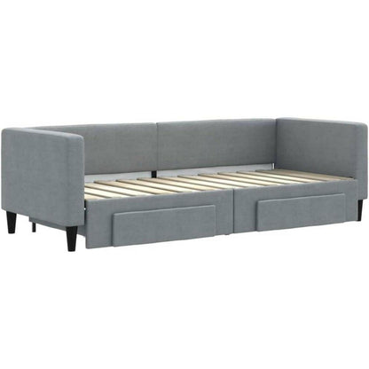 2-in-1 Schlafsofa mit Bettkasten & Schublade – Hellgrau 80x200 cm