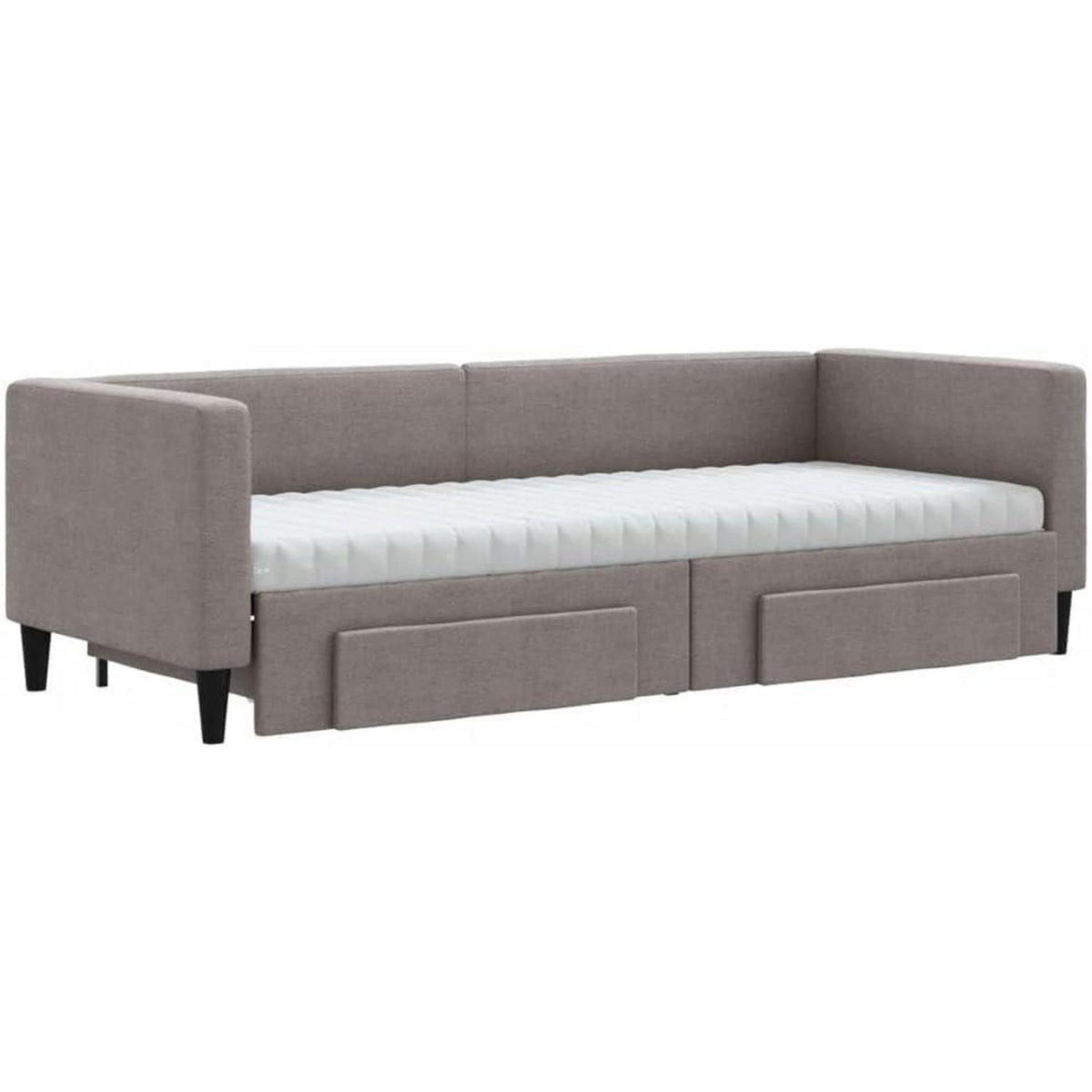 2-Sitzer Schlafsofa mit Bettkasten & Schublade, Taupe 80x200 cm