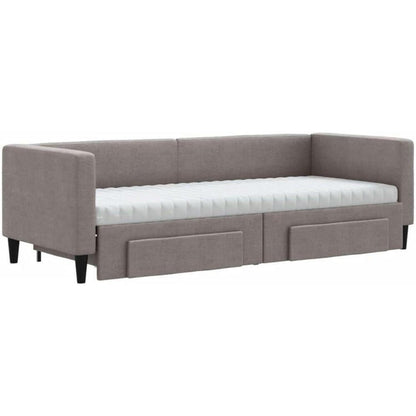 2-Sitzer Schlafsofa mit Bettkasten & Schublade, Taupe 80x200 cm