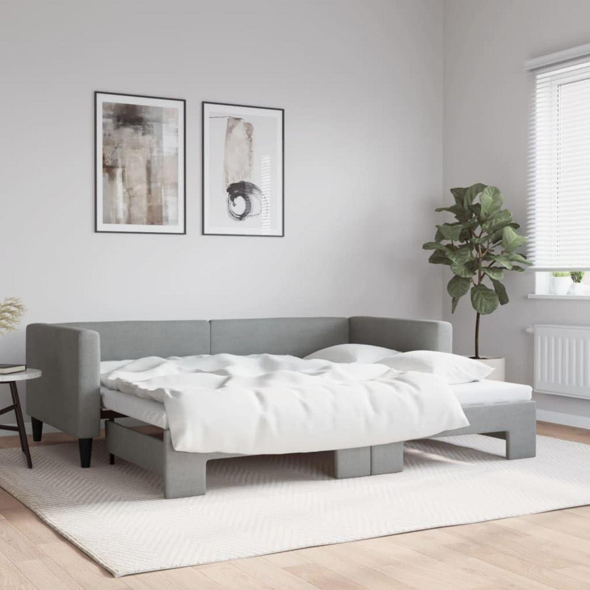 Schlafsofa 2-Sitzer, Hellgrau, 90x190 cm mit Bettkasten