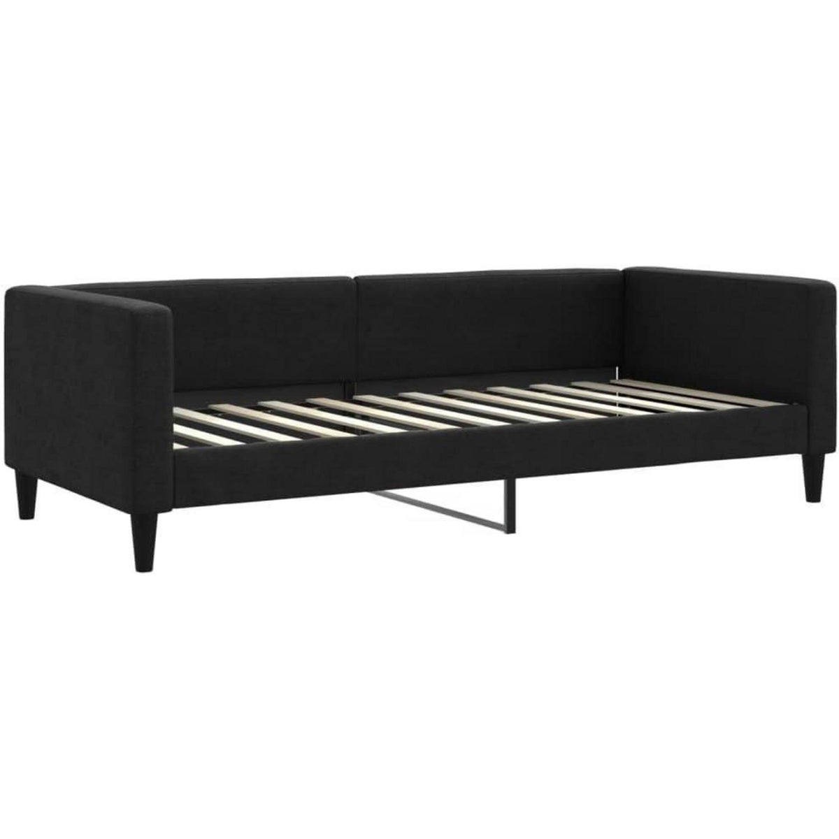 Tagesbett ausziehbar mit Schubladen – 2-Sitzer Sofabett Schwarz 100x200 cm