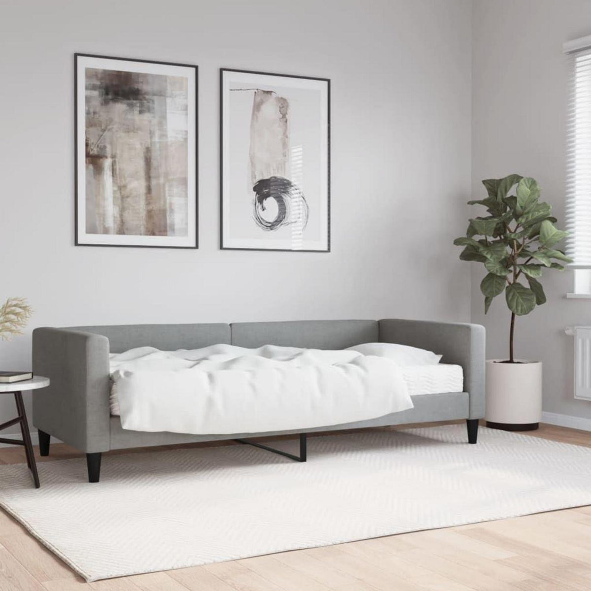 Schlafsofa 2-Sitzer mit Matratze – Hellgrau 80x200 cm