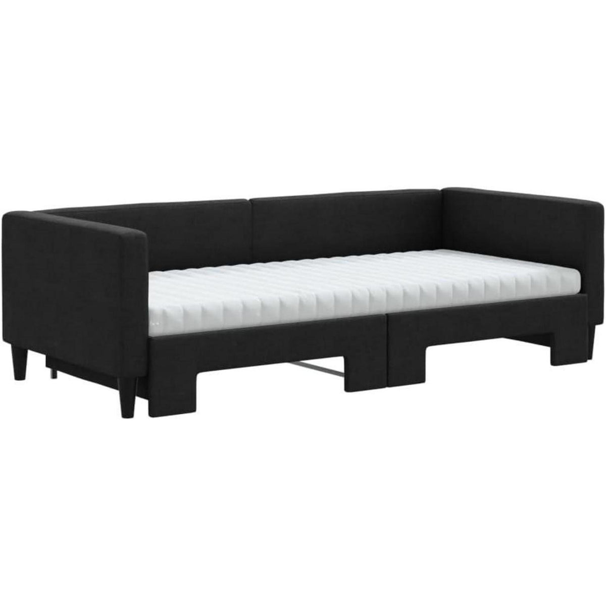 Tagesbett ausziehbar mit Matratze & Bettkasten – 90x190 cm Schwarz