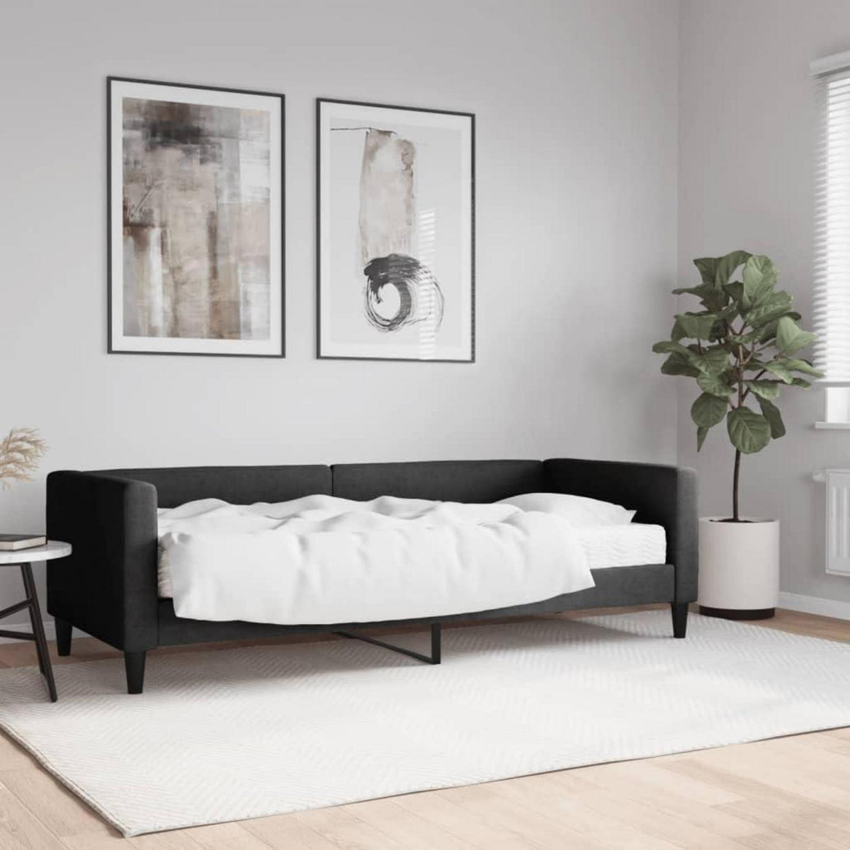 Schlafsofa 2-Sitzer Schwarz – Bett mit Stauraum & Matratze