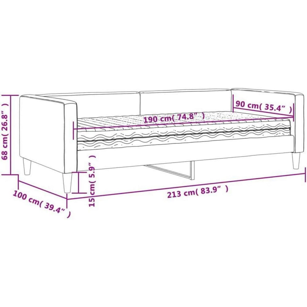 3-in-1 Schlafsofa mit Matratze & Stauraum – 90x190 cm