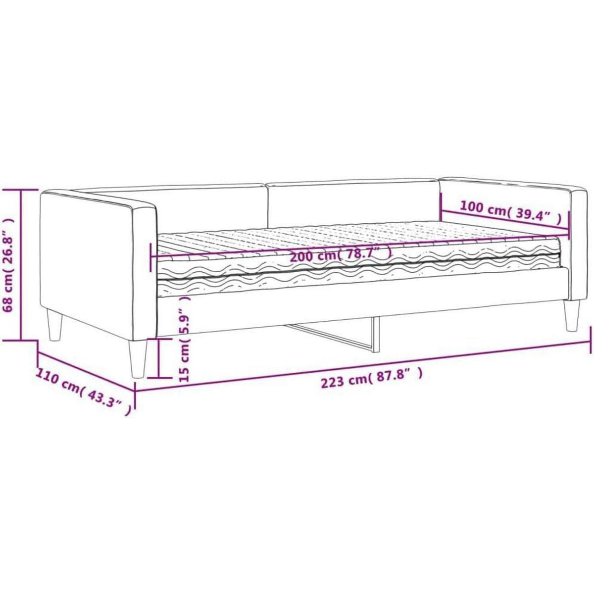 2-Sitzer Schlafsofa mit Matratze & Stauraum – 100x200 cm
