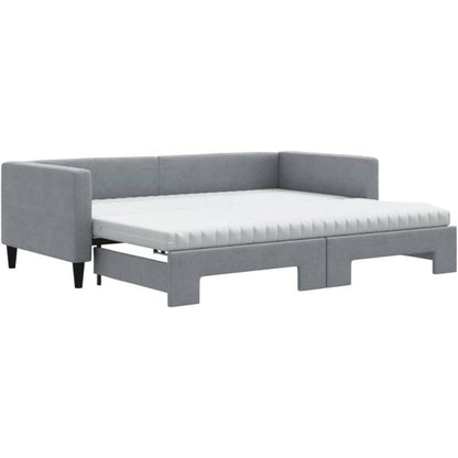 2-in-1 Schlafsofa mit Bettkasten & Matratze – Hellgrau 90x190 cm