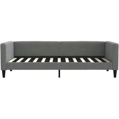 Schlafsofa 2-Sitzer Dunkelgrau 90x200 cm mit Matratze & Stauraum