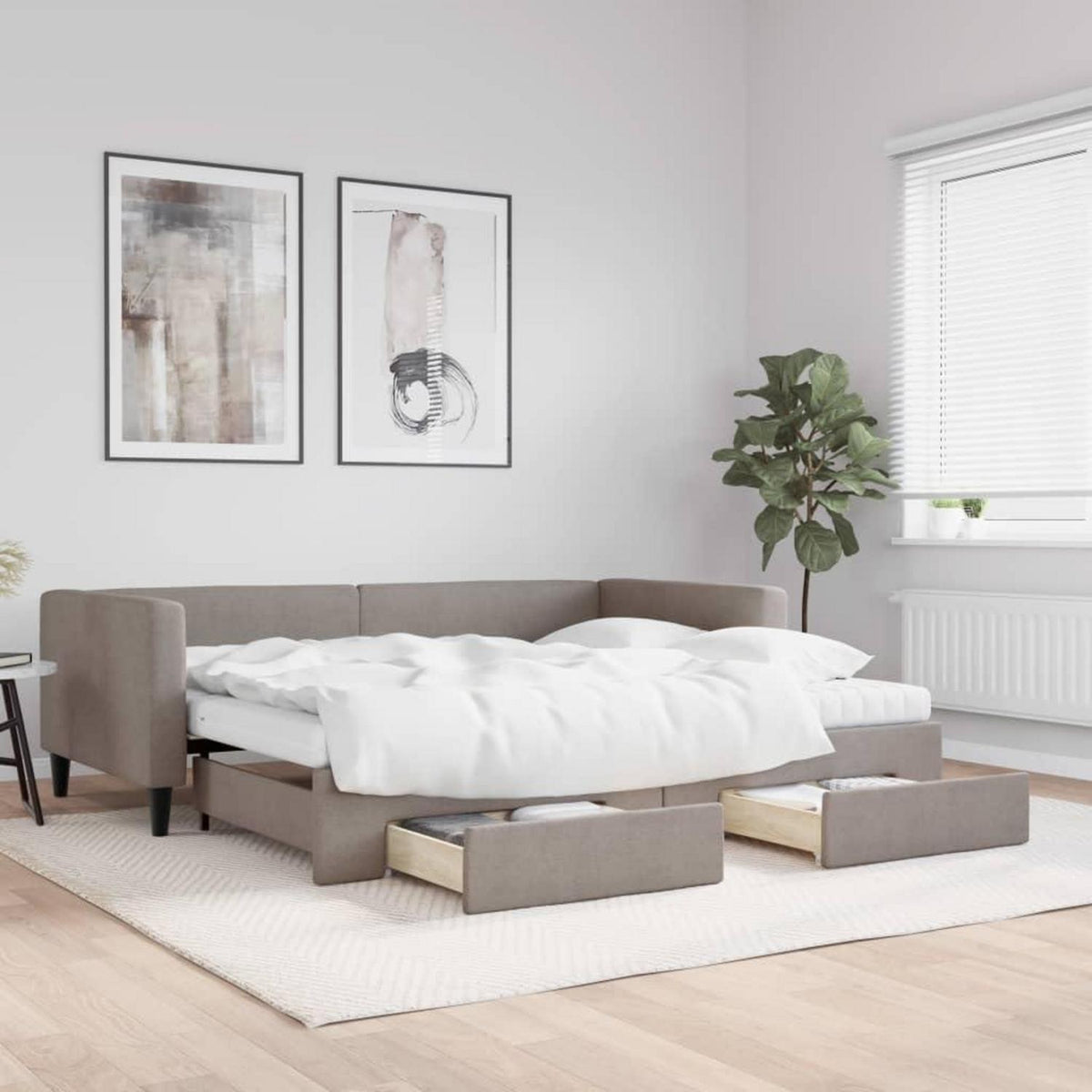 2-in-1 Schlafsofa mit Bettkasten & Schublade, 90x200 cm