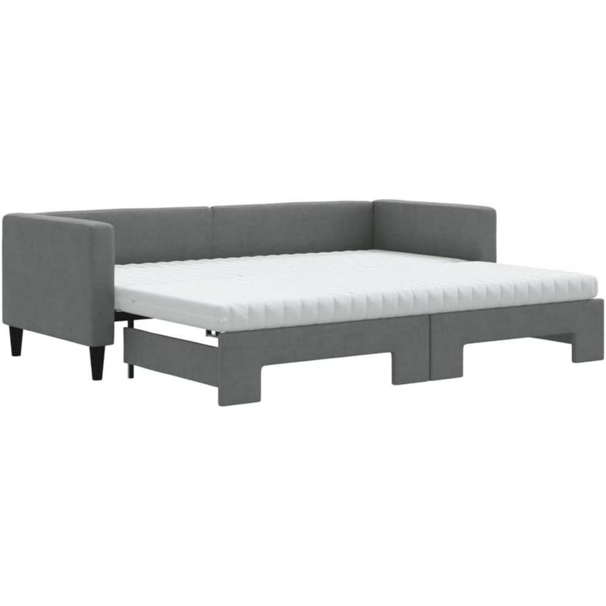 2-Sitzer Schlafsofa mit Bettkasten & Matratze, Dunkelgrau