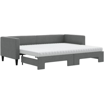 2-Sitzer Schlafsofa mit Bettkasten & Matratze, Dunkelgrau