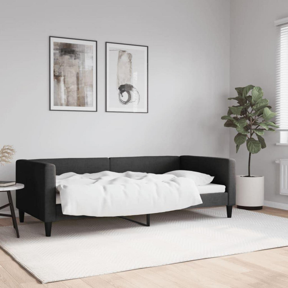 2-in-1 Schlafsofa Schwarz 90x190 cm mit Stauraum
