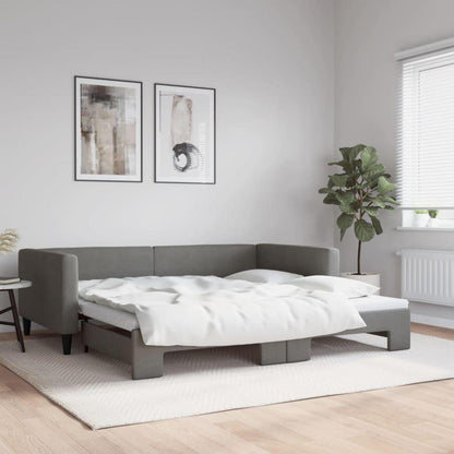 Schlafsofa 2-Sitzer Dunkelgrau – Ausziehbar mit Bettkasten