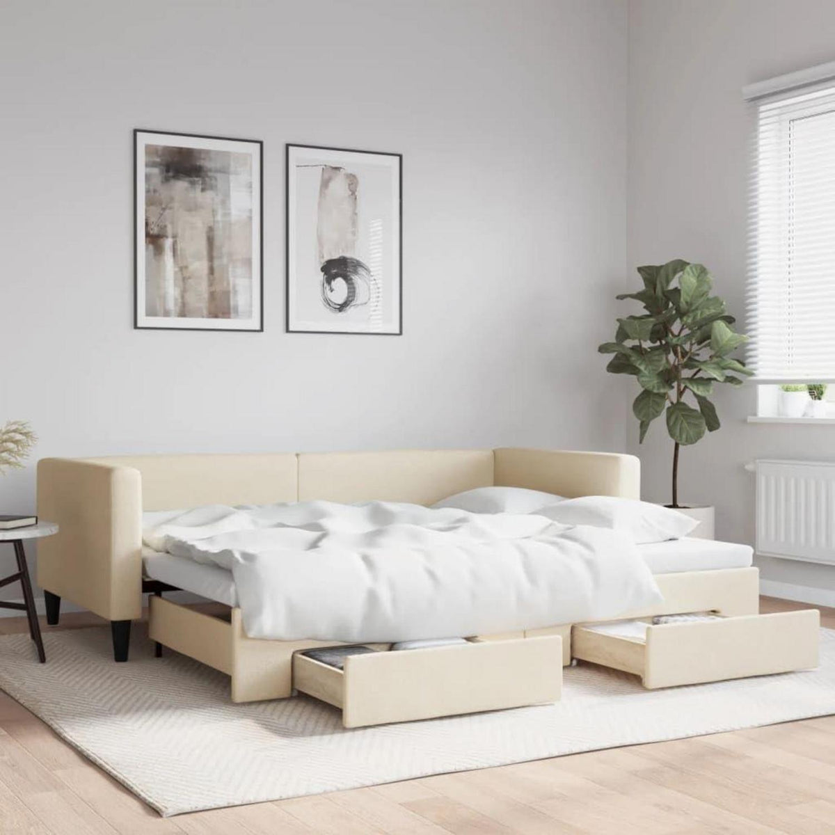 2-Sitzer Schlafsofa mit Bettkasten & Schublade, 90x200 cm