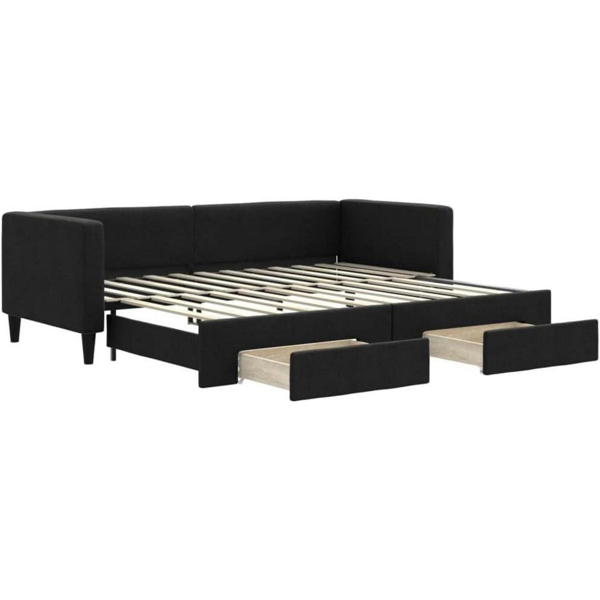 Tagesbett ausziehbar mit Schubladen – 80x200 cm Schlafsofa Schwarz