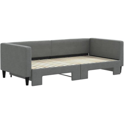 Tagesbett ausziehbar Schlafsofa 2-Sitzer mit Bettkasten Dunkelgrau