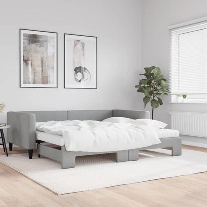 2-in-1 Schlafsofa mit Bettkasten & Matratze – Hellgrau 100x200 cm
