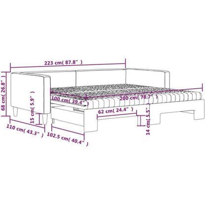 2-in-1 Schlafsofa mit Bettkasten & Matratze – Hellgrau 100x200 cm