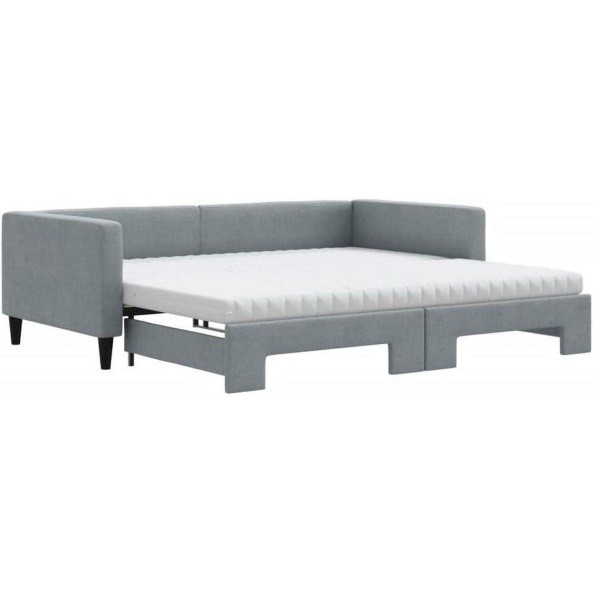 2-in-1 Schlafsofa mit Bettkasten & Matratze – Hellgrau 100x200 cm