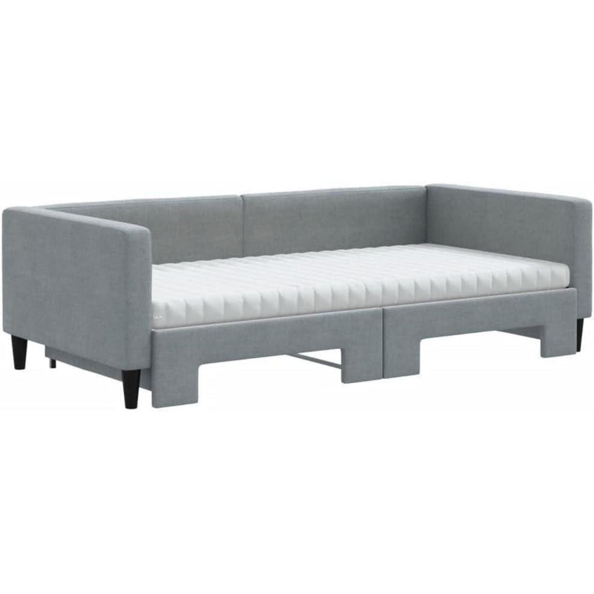 2-in-1 Schlafsofa mit Bettkasten & Matratze – Hellgrau 100x200 cm