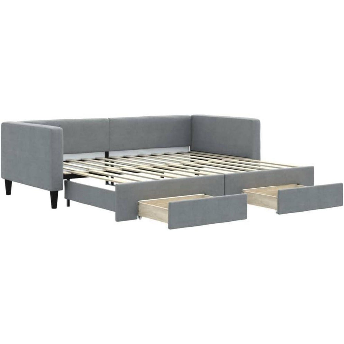 2-Sitzer Schlafsofa mit Bettkasten & Schublade, Hellgrau 90x200 cm
