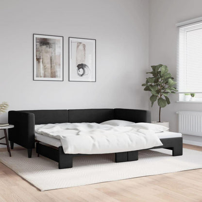 Ausziehbett 2-Sitzer Schlafsofa mit Bettkasten Schwarz 100x200 cm