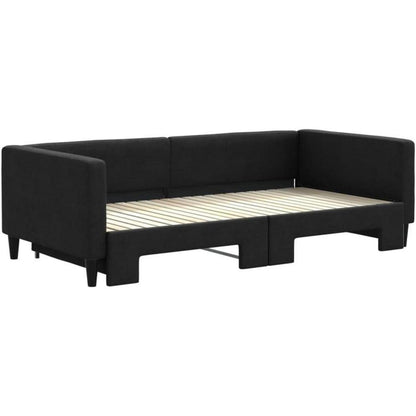 Ausziehbett 2-Sitzer Schlafsofa mit Bettkasten Schwarz 100x200 cm