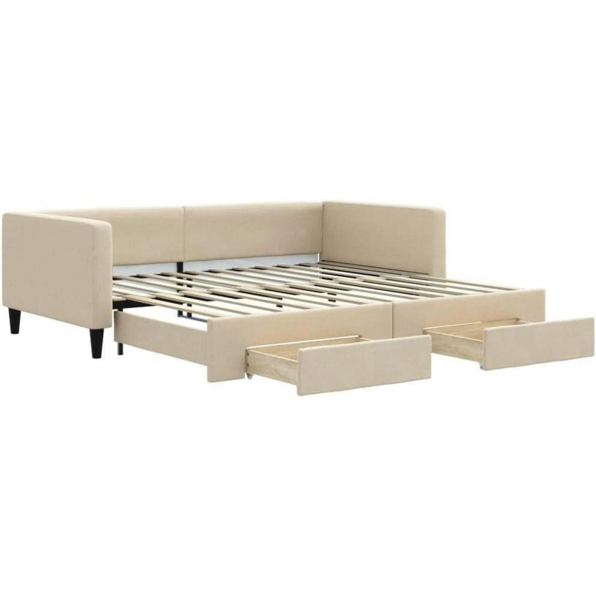 2-Sitzer Schlafsofa mit Bettkasten & Schublade, Creme