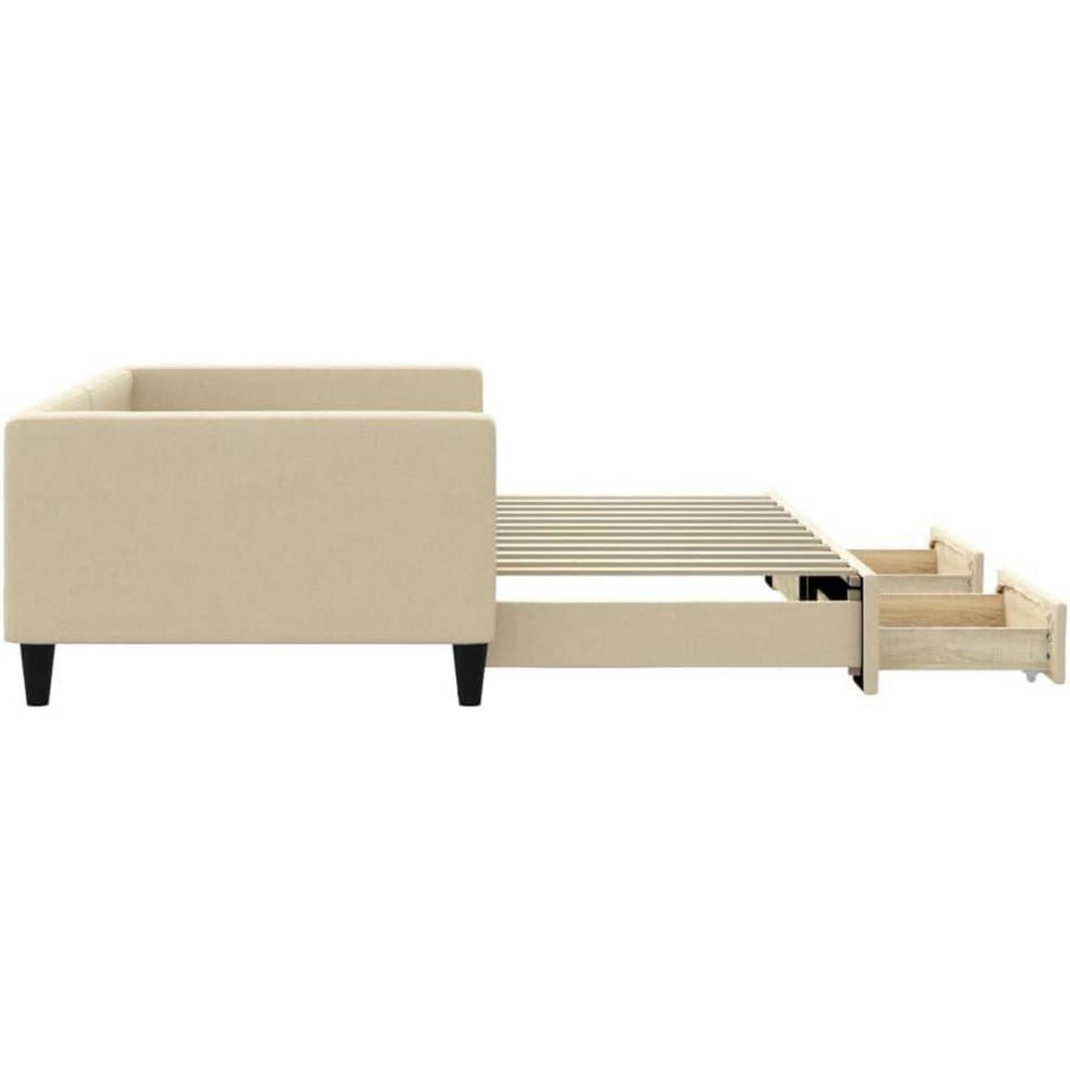 2-Sitzer Schlafsofa mit Bettkasten & Schublade, Creme