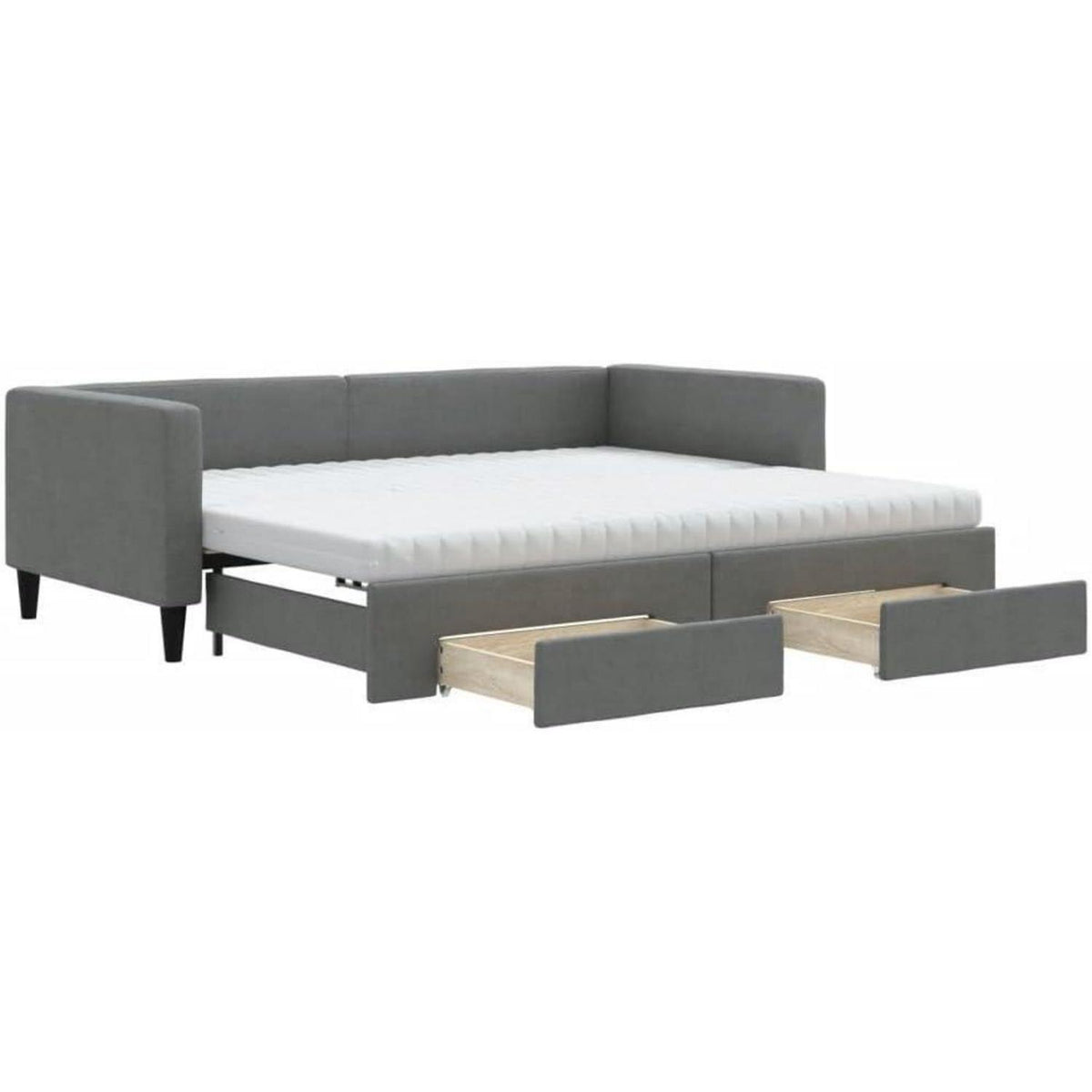 Tagesbett ausziehbar mit Schubladen & Schlaffunktion – Dunkelgrau 90x190 cm