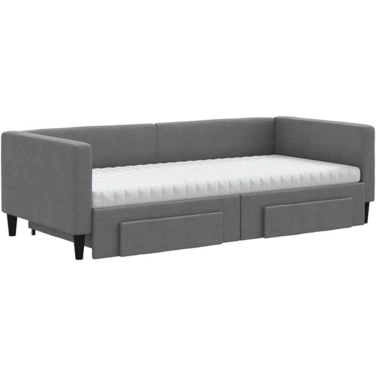 Tagesbett ausziehbar mit Schubladen & Schlaffunktion – Dunkelgrau 90x190 cm