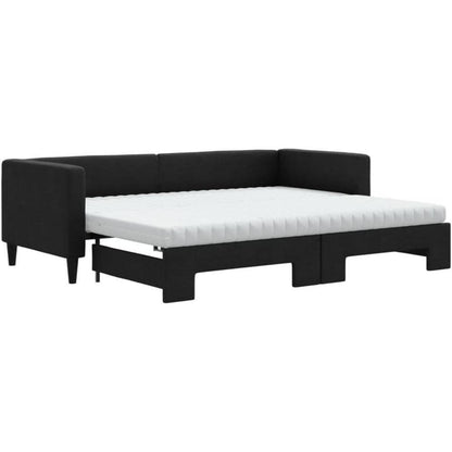 2-Sitzer Schlafsofa mit Bettkasten & Matratze Schwarz 80x200 cm