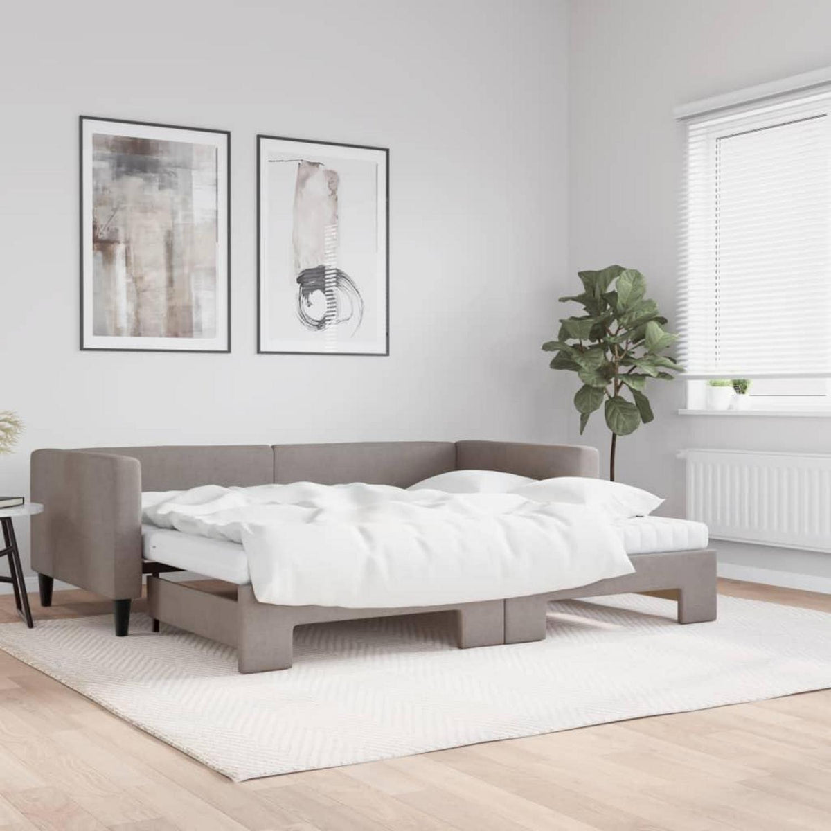 Schlafsofa 2-Sitzer mit Bettkasten & Matratze Taupe 90x200 cm