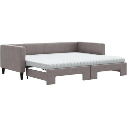 Schlafsofa 2-Sitzer mit Bettkasten & Matratze Taupe 90x200 cm