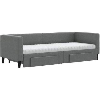 Schlafsofa 2-Sitzer Dunkelgrau – Ausziehbar mit Bettkasten & Schublade