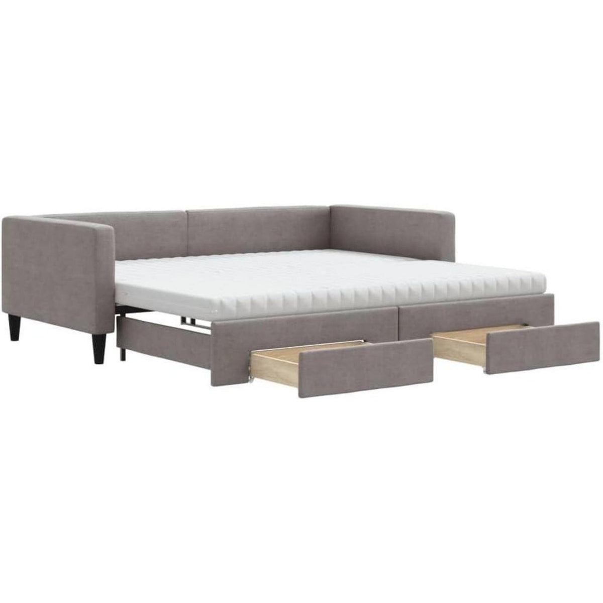 Ausziehbett 2-Sitzer mit Schubladen & Matratze – Taupe 100x200 cm