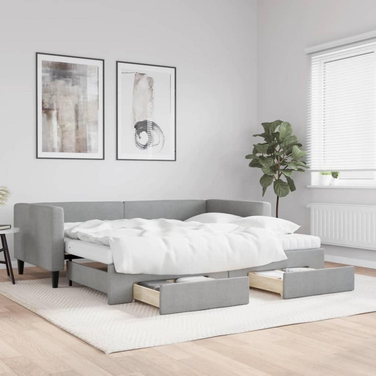 Tagesbett ausziehbar mit Schubladen – Schlafsofa 90x190 cm