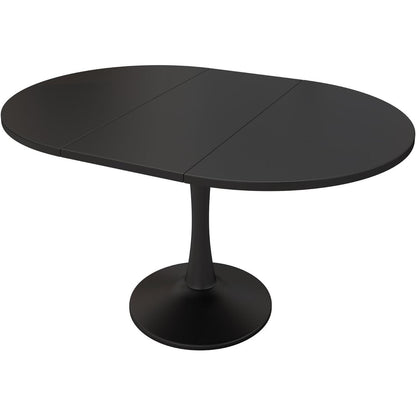 Runder Esstisch Ausziehbar Schwarz – 100/140x100cm