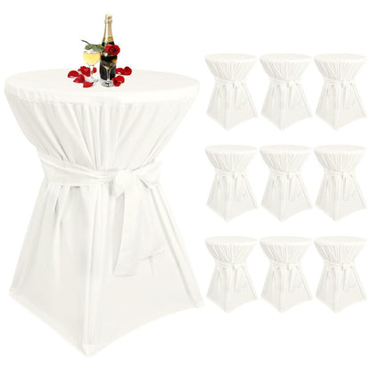 Stehtischhüllen Elfenbein – 10er Set für Tische Ø80-85cm
