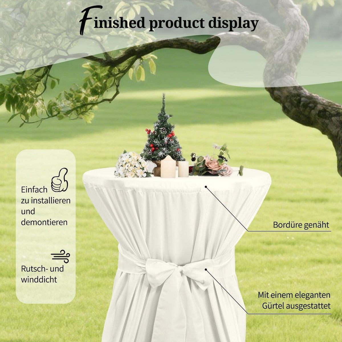 Stehtischhüllen Elfenbein – 10er Set für Tische Ø80-85cm