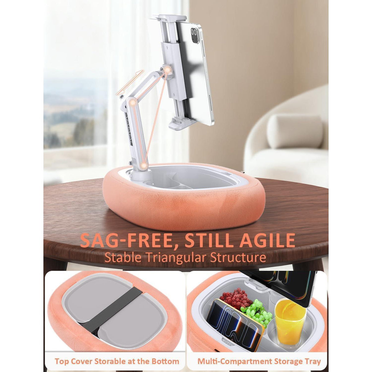 Tablet Kissen Halterung mit Snackschale – 360° Drehbar